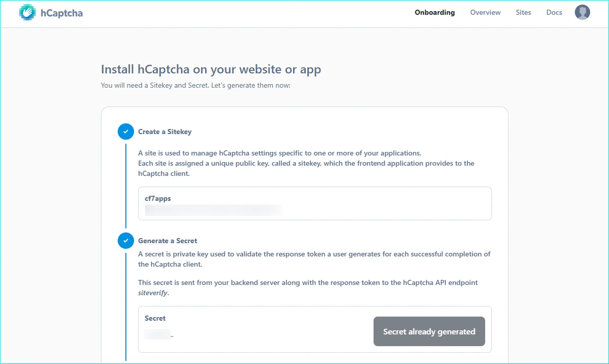 How to Generate Site Key and Secret Key (hCaptcha) 1