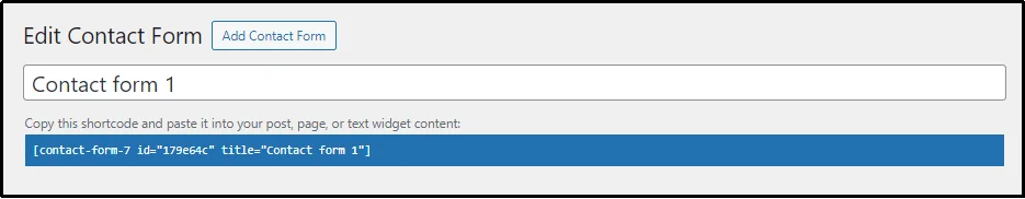 Main Contact Form 7 form view