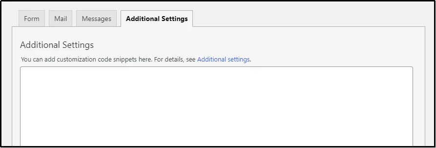 Additional Settings tab in Contact Form 7