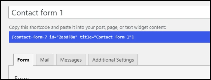 Contact Forms sub-tab in WordPress dashboard