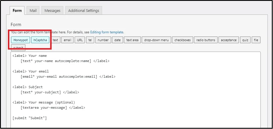 Security features available in CF7 Apps plugin