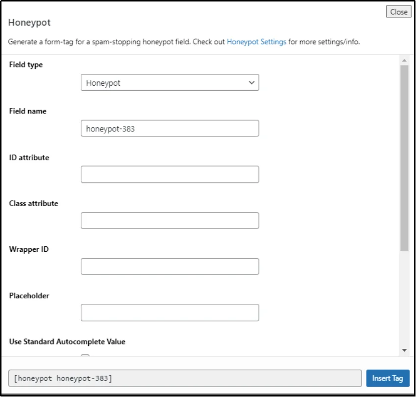 Enabling honeypot spam protection in CF7 Apps