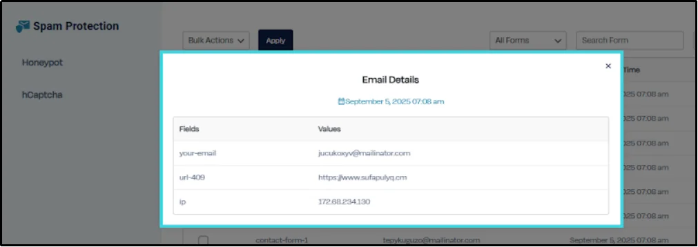 Successfully created and saved Contact Form 7 entries