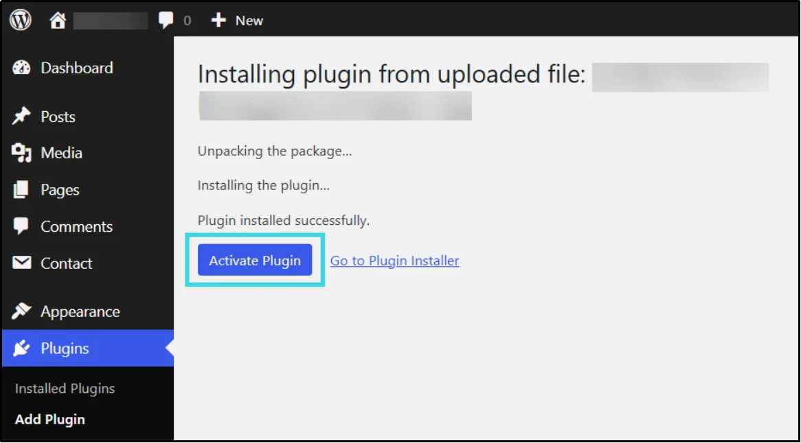 Activating CF7 Apps plugin after installation in WordPress