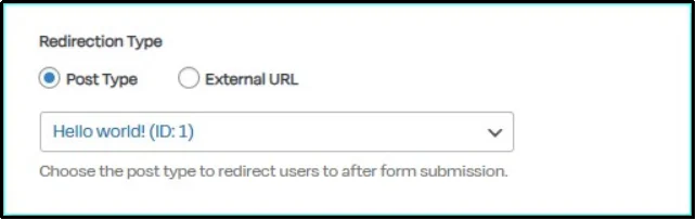 Selecting a post or page for redirect after form submission