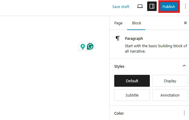 Click the Publish button in the top-right corner of WordPress