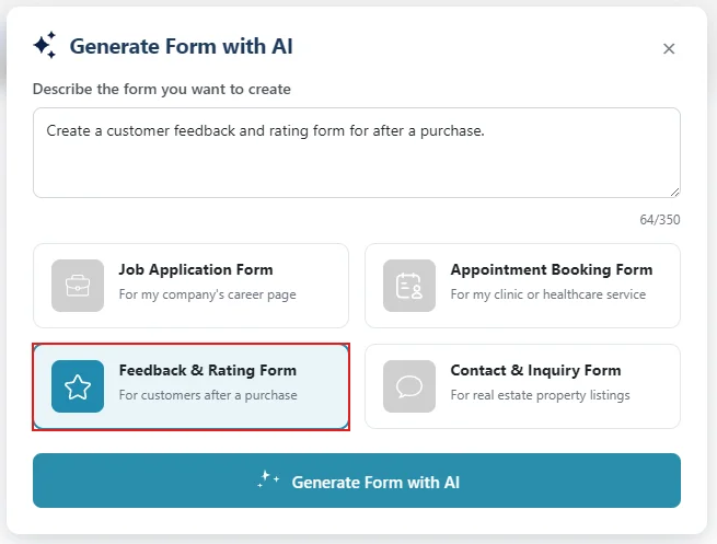AI-generated feedback and rating form example