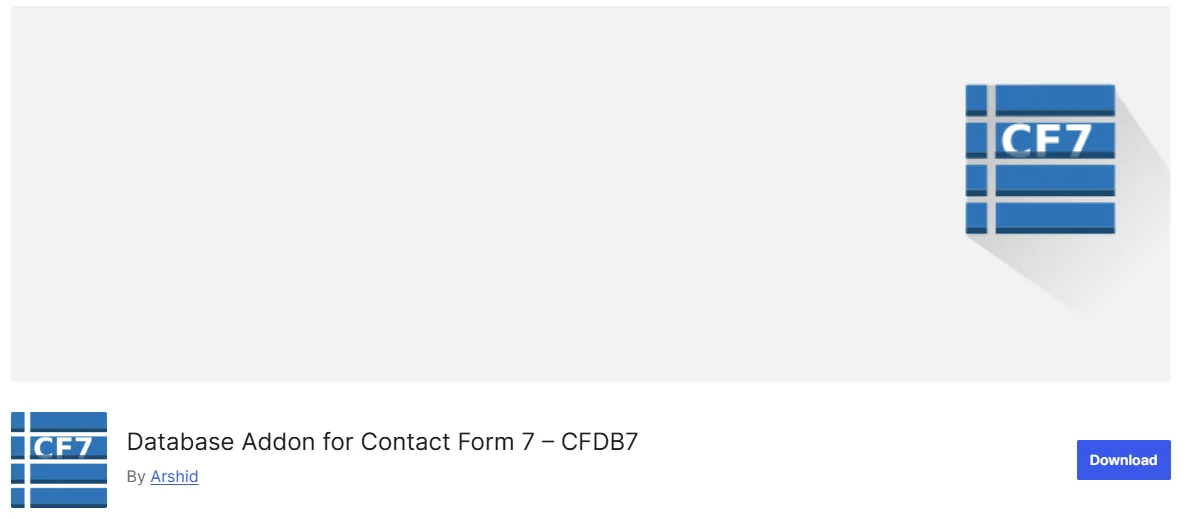 Database Addon for Contact Form 7 (CFDB7) storing form submissions in the WordPress database
