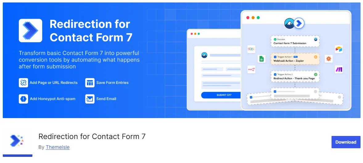 Form Redirection for Contact Form 7 addon for redirecting users after form submission