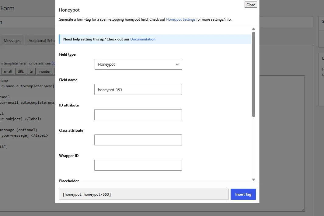 you’ll see several honeypot configuration options