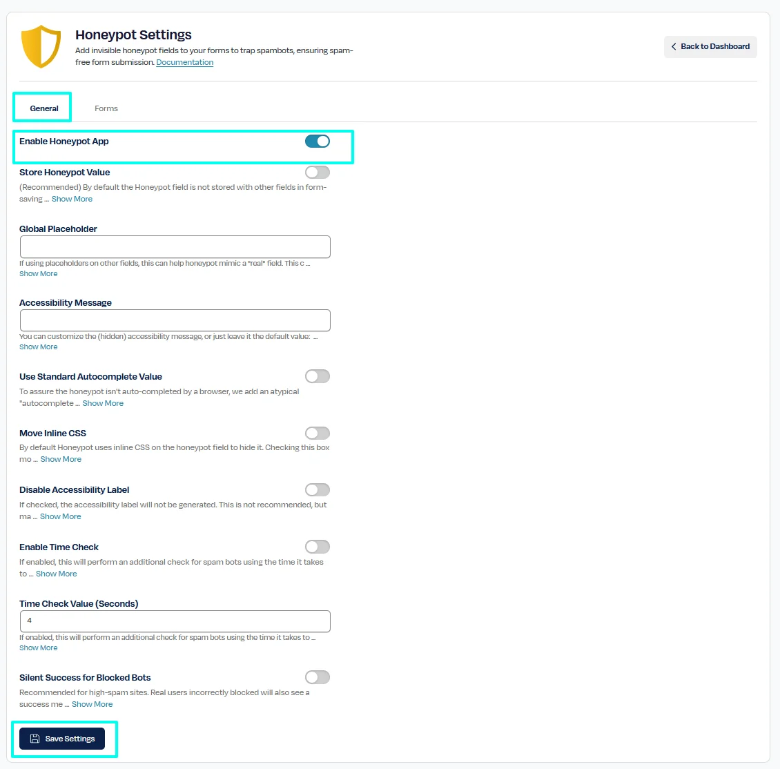 Honeypot-app-under-Spam-Protection-enabled