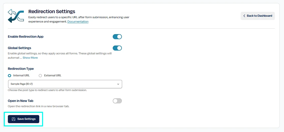 Enable or disable the Redirection app globally