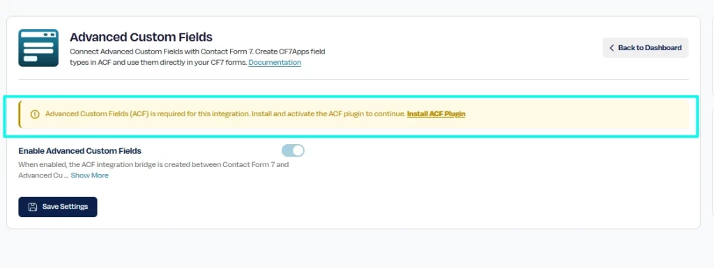 disclaimer inside the integration panel
