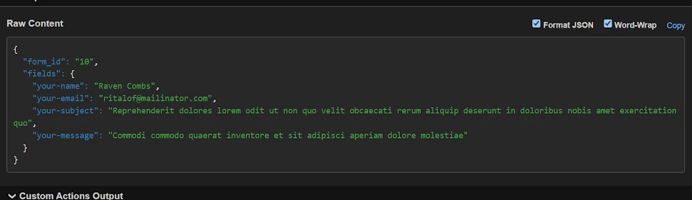 When using a custom JSON payload