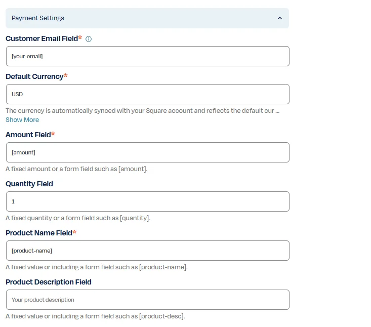 Configure Square Payment Settings