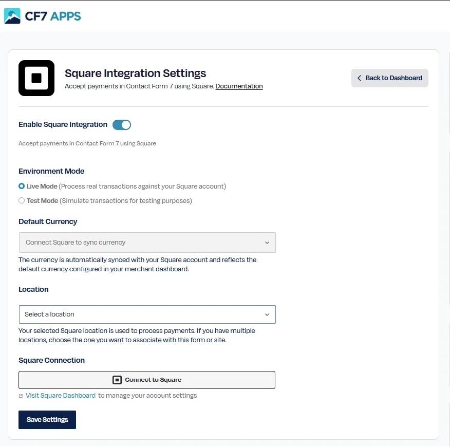 Enable or disable Square payments globally