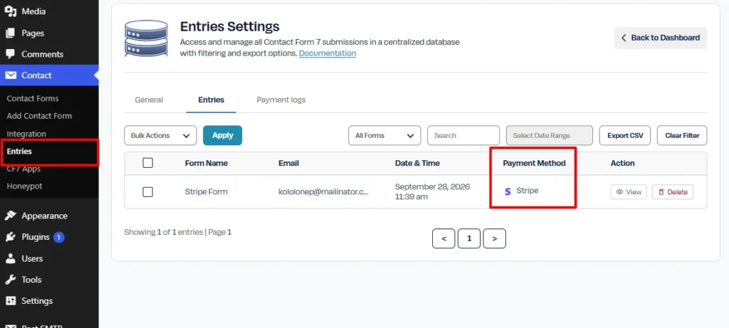 Link Payments to Contact Form 7 Entries